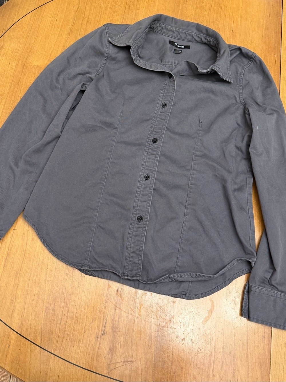 Madewell Women’s Fitted Charcoal Button-Down Shirt | Utility Gorpcore Preppy | 4